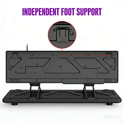 Teclado gaming com sensação mecânica, retroiluminado RGB, com fios, USB, para escritório e casa, com teclas multimédia, russo, espanhol, árabe e inglês