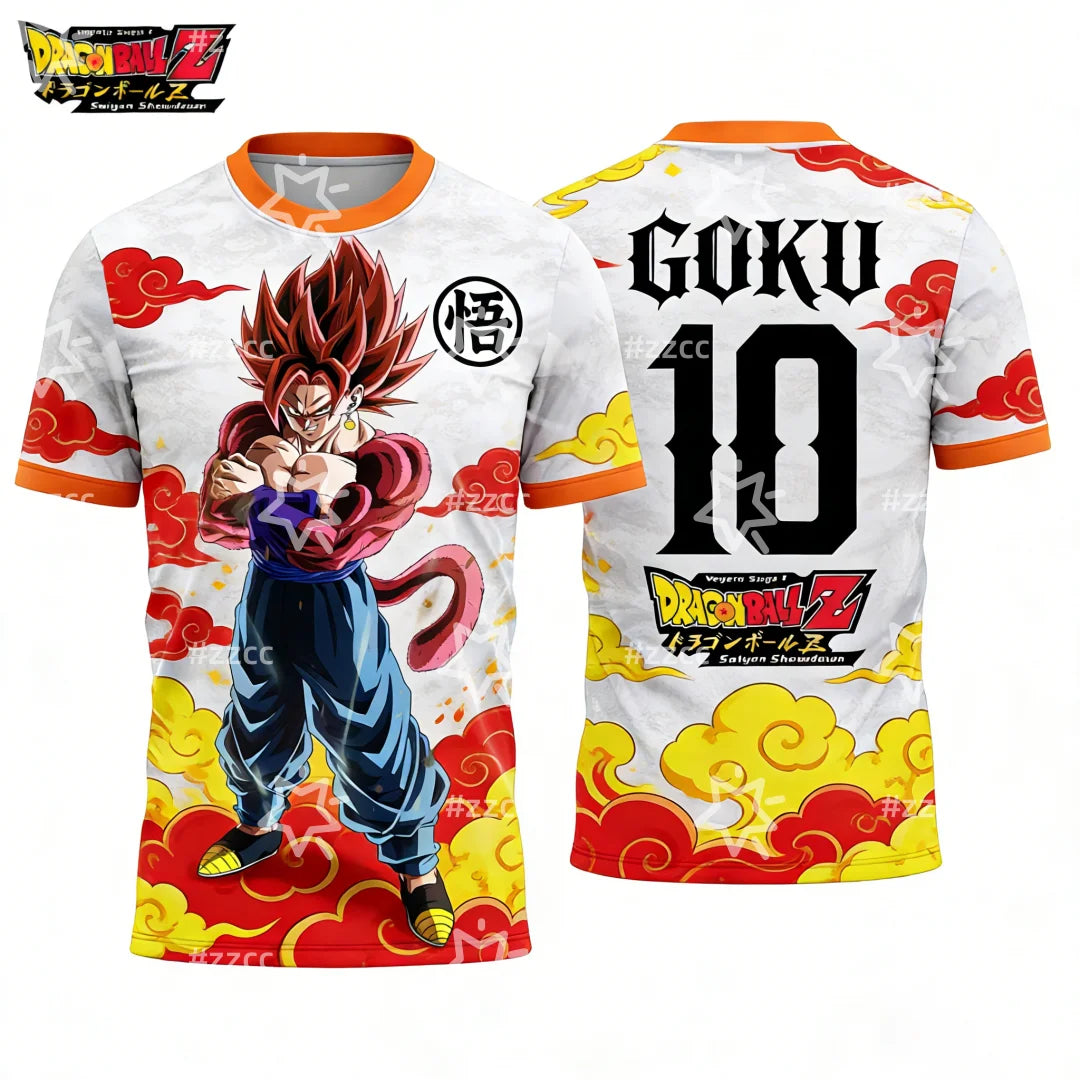 New Dragon Ball Super Saiyan Goku graphic football jersey Summer Sports Dry Quickly Men's T-Shirt Kid's Clothing Tee Y2k Woman