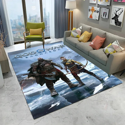 3D God of War Games Carpet Home Living Room Bedroom Sofa Doormat Decor Kids Play Area Rug Non-slip Mechanical Washable Floor Mat