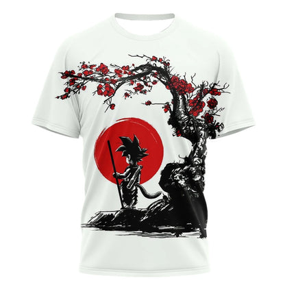 2026 Summer Dragon Ball Goku "Ink Martial Arts" 3D Printed Breathable Quick-Drying T-Shirt for Men and Women, Parental Use Top