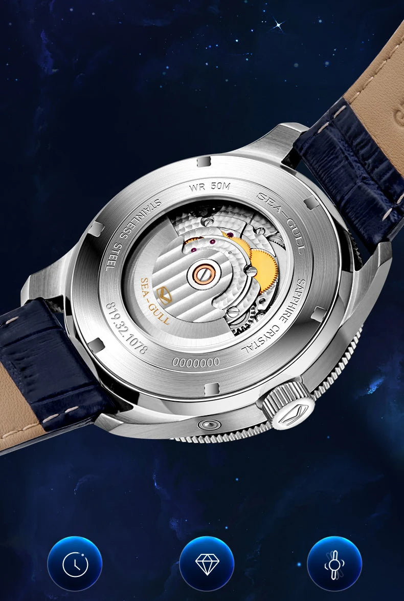 Seagull 24 Solar Terms Men Watch Star Calendar Luxury Watches Creative Big Dipper Automatic Mechanical Wristwatch Reloj New 1078