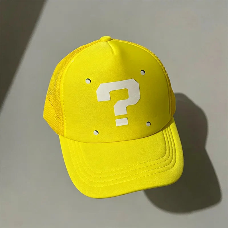 Anime Cartoon Super Brothers Cosplay Baseball Hat Breathable Sun Protection Yellow Question Block Baseball  Sun Shading Cap