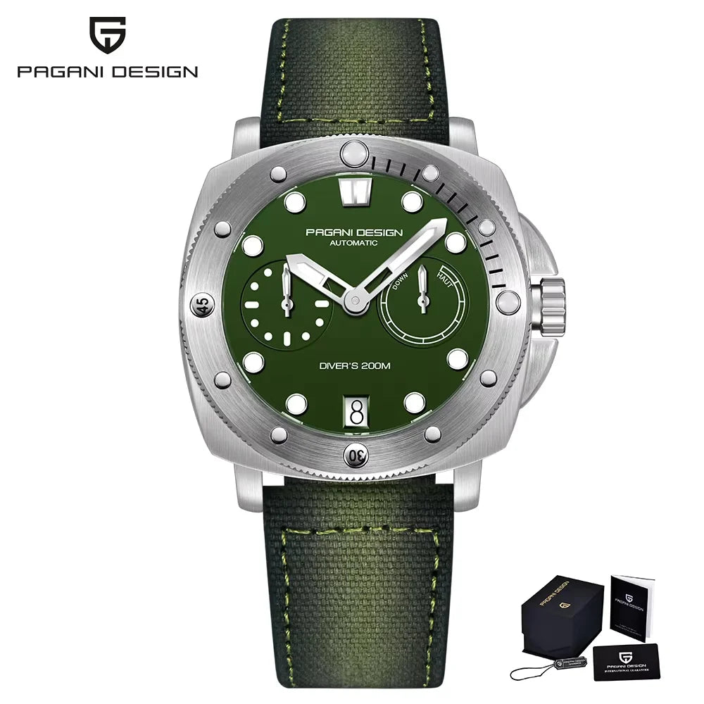 PAGANI DESIGN Men's Mechanical Watch Luxury Sapphire Glass Luminous Automatic Watch 200M Waterproof Stainless Steel Watch