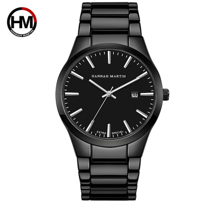 Reloj para hombre Hannah Martin, caja de acero inoxidable, mecanismo de cuarzo, esfera de 41 mm, estilo profesional, con indicador de calendario (imitación)