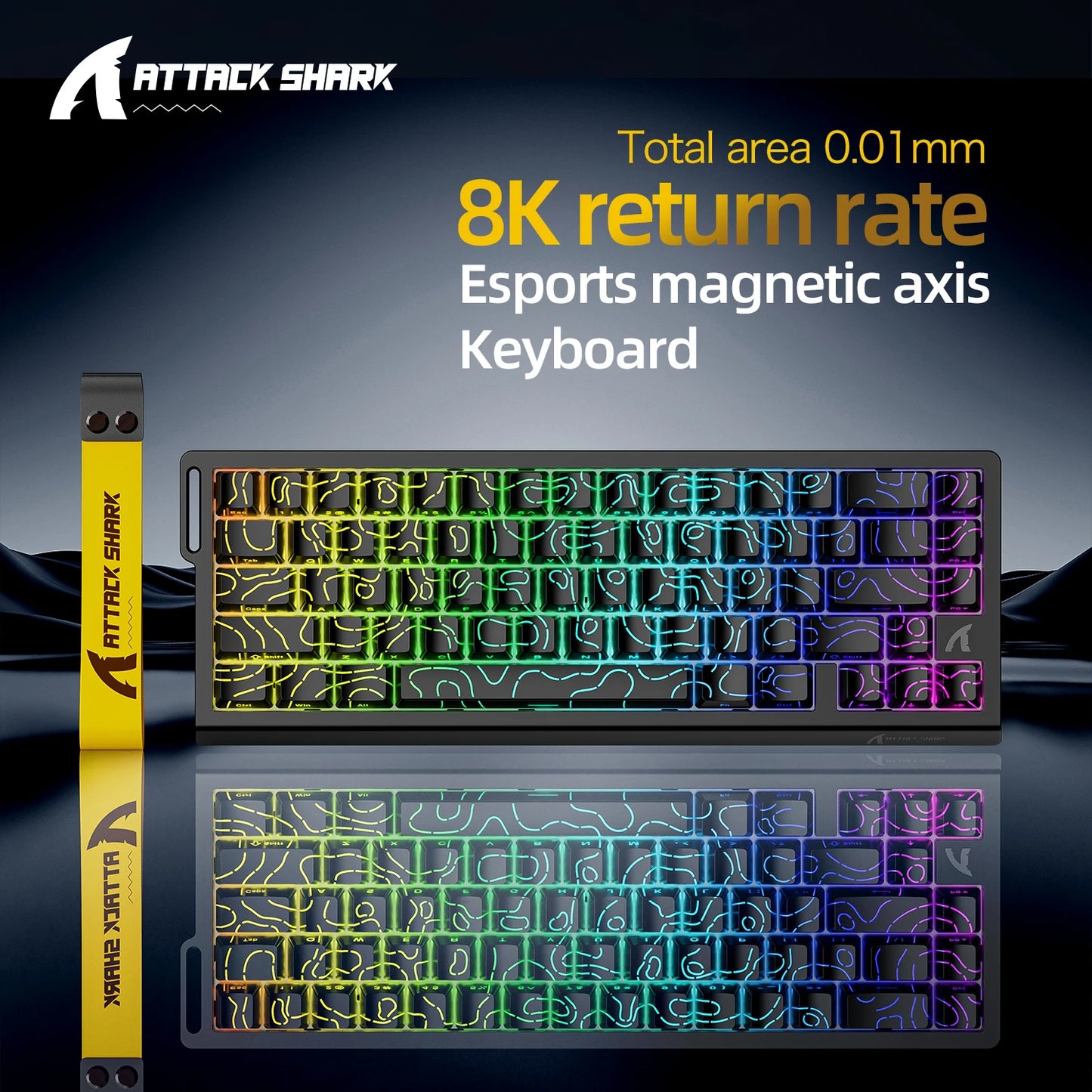 X68HE ATTACK SHARK Magnetic Gaming Keyboard Mechanical Wired for Pro Gaming 0.01mm Rapid Trigger 8000Hz SOCD/Rs 0.125ms 128K Rate