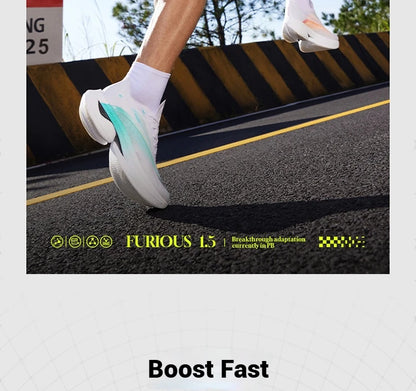 361 Degrees Furious 1.5 Men Running Sports Shoes Breathable Racing Marathon Rebound Cushioning Stable Male Sneakers 672512223F
