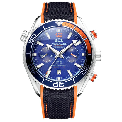 PAULAREIS P Reloj mecánico automático de lujo para hombre, cuerda automática, correa de caucho, resistente al agua, luminoso, con fecha, reloj de moda para hombre