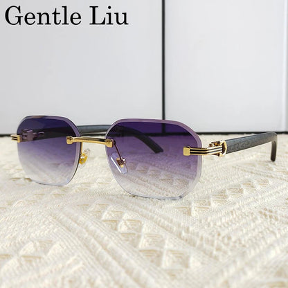 Vintage Square Rimless Sunglasses Men 2026 Luxury Brand Trendy Frameless Punk UV400 Eyewear Anti Blue Light Prescription Glasses