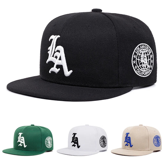 2026 New Fashion Hip Hop Hat LA Letter Side Earth Embroidered Flat Edge Hat Daily Casual Decoration Sunshade Baseball Hat Unisex