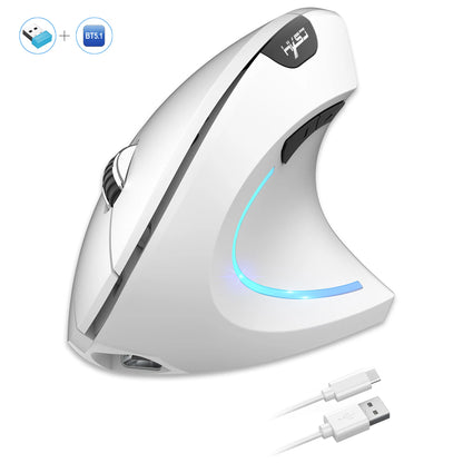 New Dual Mode Wireless Vertical Mouse Bluetooth 5.1 Silent Ergonomic 6 Buttons Type-C 2400DPI Anti-Mouse Hand for Office Laptop