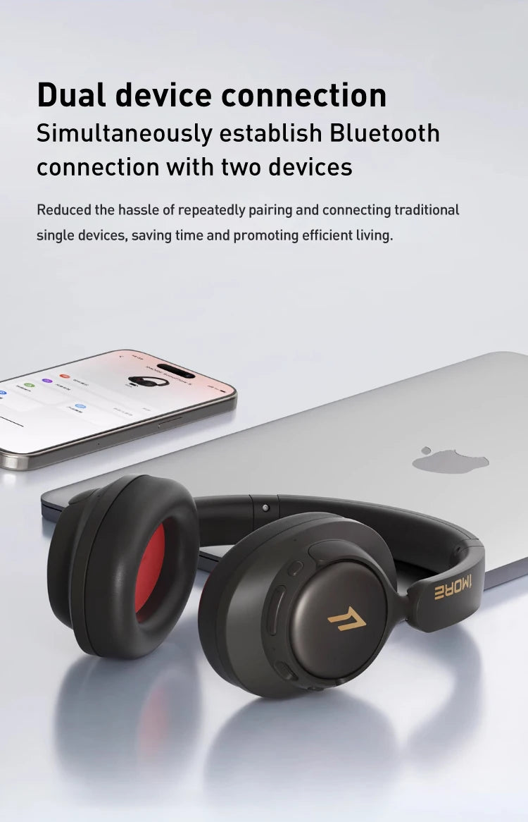 Auriculares inalámbricos Bluetooth con cancelación de ruido 1MORE SonoFlow S, ANC de 42dB, audio Hi-Res, autonomía de 90H, diseño supraaural