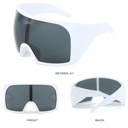 Futuristic Wrap Around Sunglasses Rave Curved Lens UV400 Protection 2000'S Eyewear Oversized Y2K Sun Glasses for Women & Men