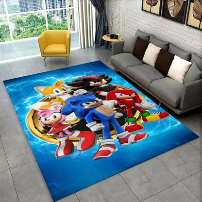 Classic Game S-Sonic Cartoon Non-Slip Area Rug for Living Room,Bedroom,Playroom,Soft Carpet Floor Mat Home Decor Rug Kids Room