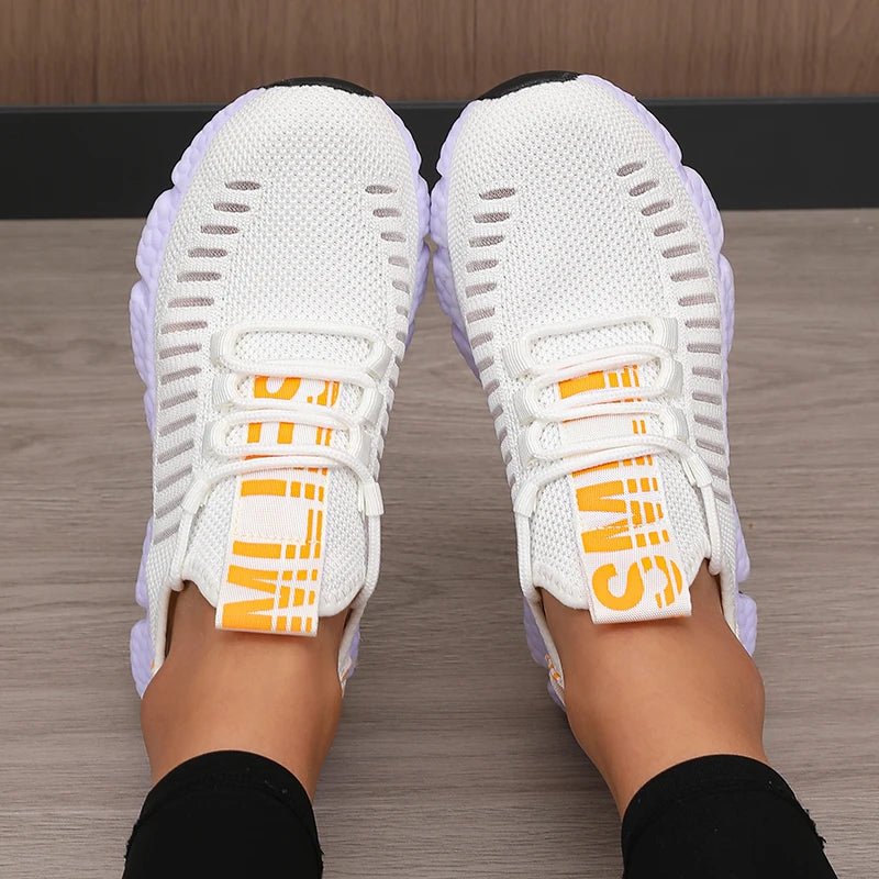 Women’s Sports Shoes Mesh Lightweight Soft Sole Jogging Strap Breathable Fashion Sports Walking Casual Tennis Flat Shoes for Men