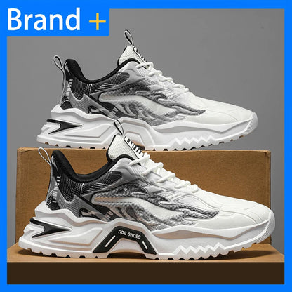 Men's Sports Shoes Fashion Lace-Up Versatile Non-Slip Thick Soled Teenagers Daily Wear Comfortable Casual Running Shoes for Men
