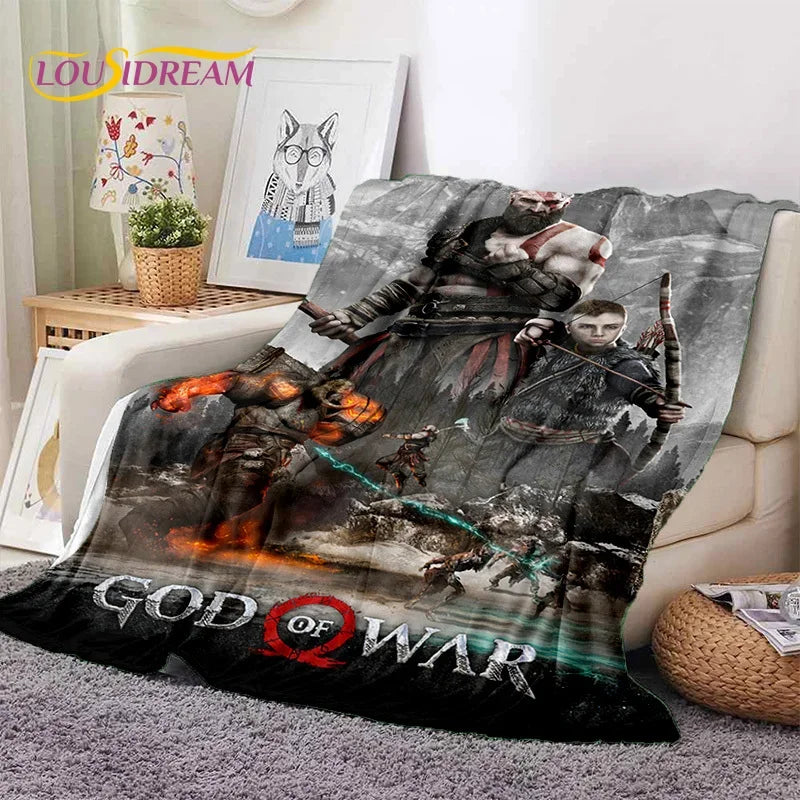God of War Games Kratos Cartoon Soft Flannel Blanket for Beds Bedroom Sofa Picnic,Throw Blanket for Cover Outdoor Leisure Gift
