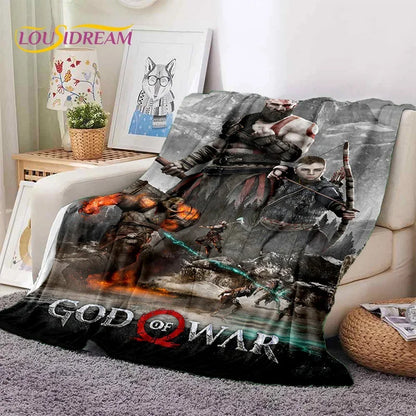 God of War Games Kratos Cartoon Soft Flannel Blanket for Beds Bedroom Sofa Picnic,Throw Blanket for Cover Outdoor Leisure Gift