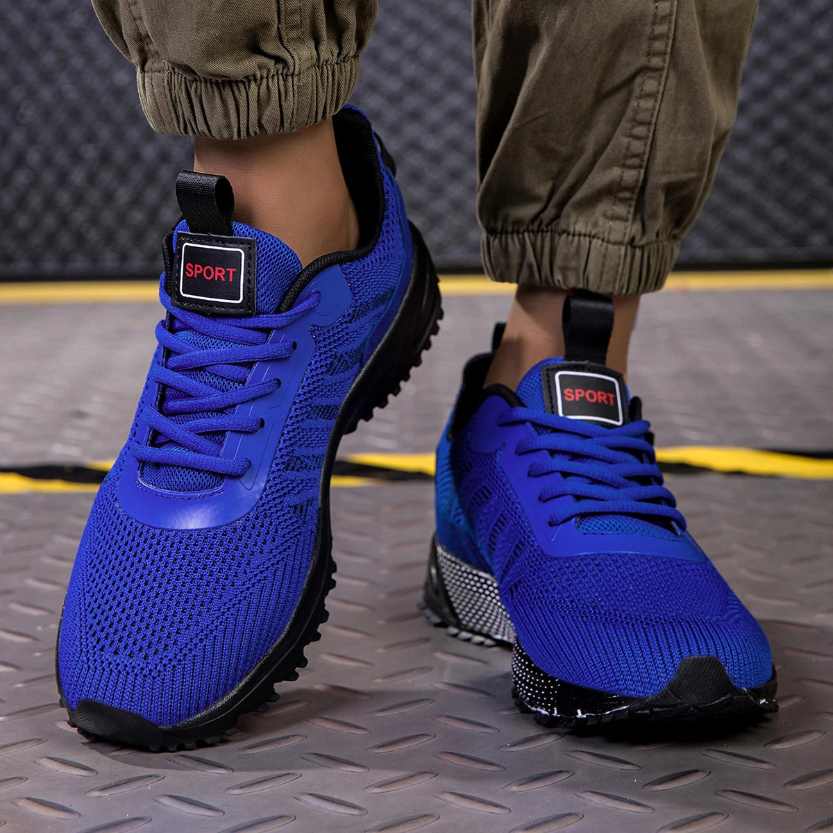 Men's Running Shoes, Lightweight Breathable Jogging Sport Shoes, Male Lace-up Fashion Comfort Non-Slip Casual Sneakers for Men