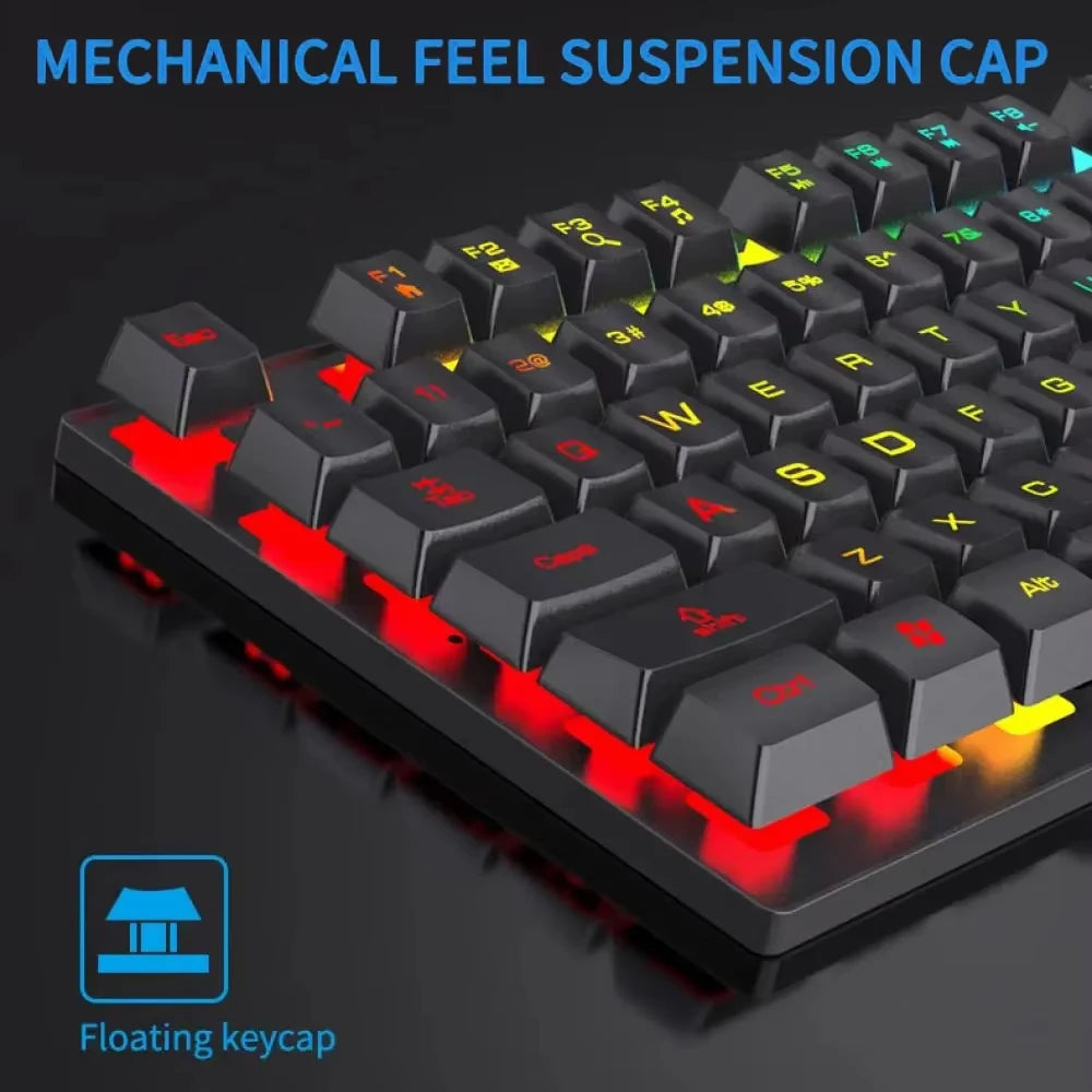 104 Keys USB Wired Keyboard RGB Mechanical Gaming Keyboard Ergonomic Esports Keyboard Computer Accessorie for Laptop Macbook