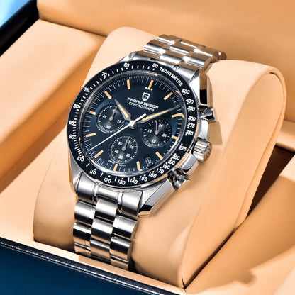 PAGANI DESIGN ‘New Moon’ Men’s Watch – Luxury quartz watch, chronograph, sapphire crystal with anti-reflective coating, ceramic bezel, luminescent hands