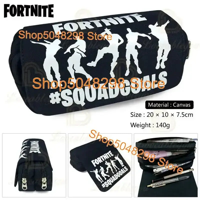 Estuche grande de lona kawaii para lápices, estuche para bolígrafos para niños y niñas, estampado Fortnite, material escolar, papelería para adolescentes, regalo de cumpleaños