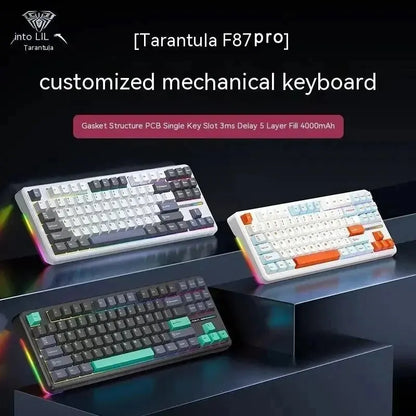 Tastiera meccanica AULA F87 Pro 2.4g/USB/Bluetooth Tri-Mode wireless, 87 tasti, RGB, PBT, gasket, silenziamento a 5 strati, full key, senza impatto