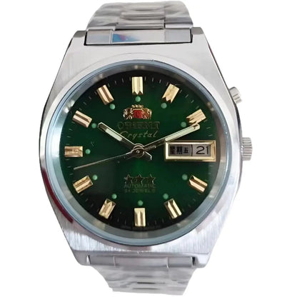 Unisex Orient Mechanical Watch Steel Strap Folding Clasp Full Function World Time Watch Series 35MM