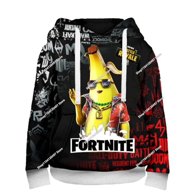2025 Novo hoodie unissexo Fortnite com impressão 3D, casaco casual, acessório gaming para cosplay, roupa infantil, presentes