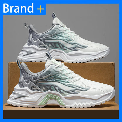 Men's Sports Shoes Fashion Lace-Up Versatile Non-Slip Thick Soled Teenagers Daily Wear Comfortable Casual Running Shoes for Men