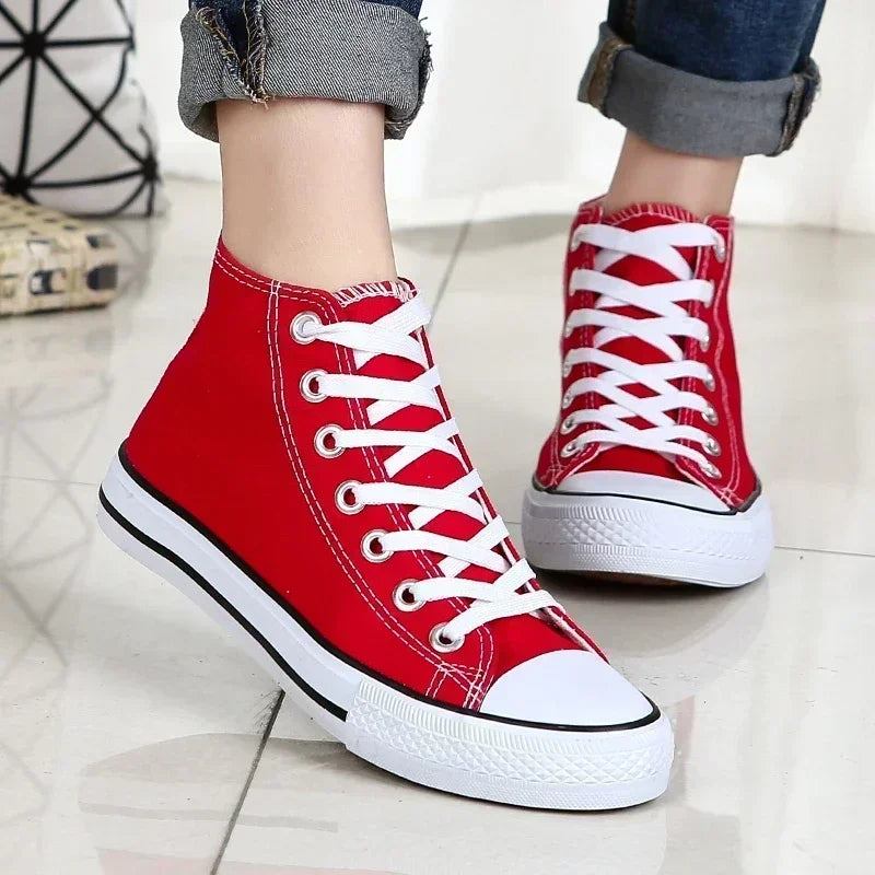 Baskets montantes classiques confortables, chaussures de sport plates, chaussures de marche confortables, mode respirante, toile de loisirs canisée, nouveau