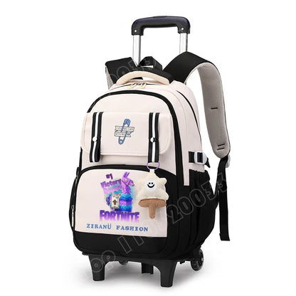 Fortnite Schüler-Rollrucksack mit großem Fassungsvermögen, wasserdichtem, leichtem Design, minimalistischer Laptop-Schultasche und lässiger Reisetasche