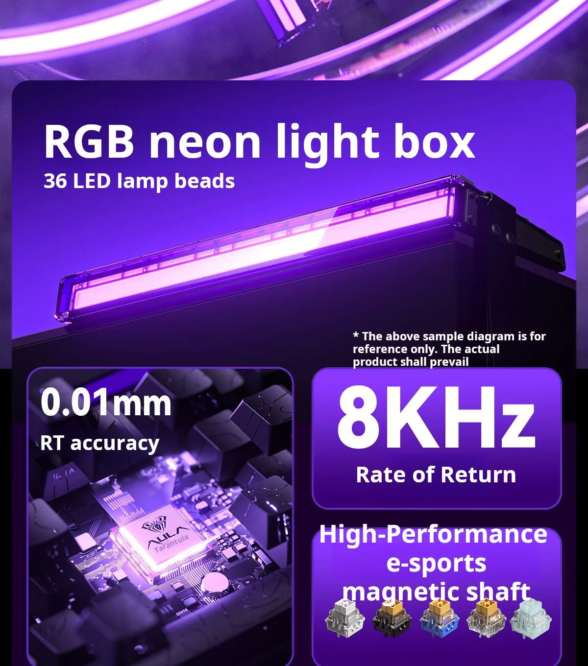 AULA HERO 68 HE Gaming-Mechanische Tastatur Magnetische Achse RT Kabelgebunden RGB-Beleuchtung 8K Polling-Rate Seitenbeschriftung