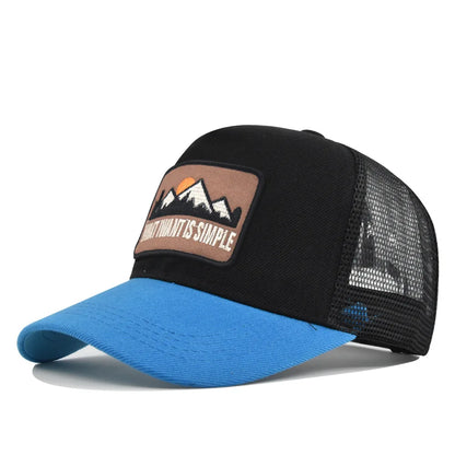 Letter Mesh Breathable Hat Women Men Embroidery Blocking Baseball Cap Sunshade Outdoor Sports Cycling Travel Sun Hat Dad Hat