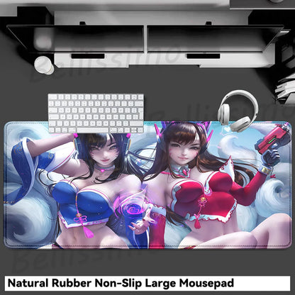 Acessórios Gaming O-Overwatch D-D.va Tapete de Rato Grande para Teclado e Rato, Deskmat XXL Estendido para PC, Tapete Gamer