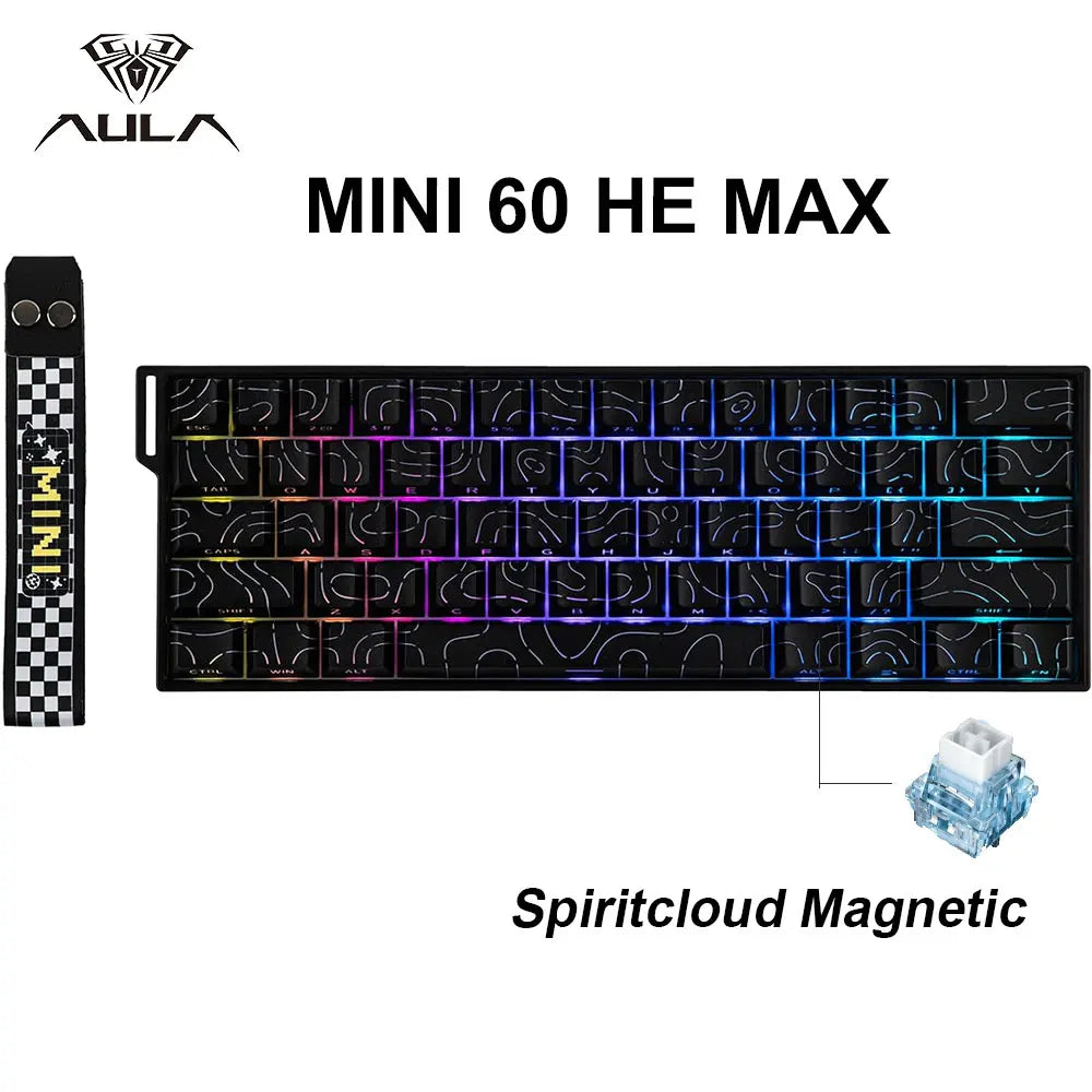 AULA Mini60 HE/Pro/Max 60% Gaming-Tastatur mit Magnetschaltern, RGB, Tri-Mode, mechanische Tastatur, 8000Hz, 0.01mmRT, für E-Sports, Geschenke
