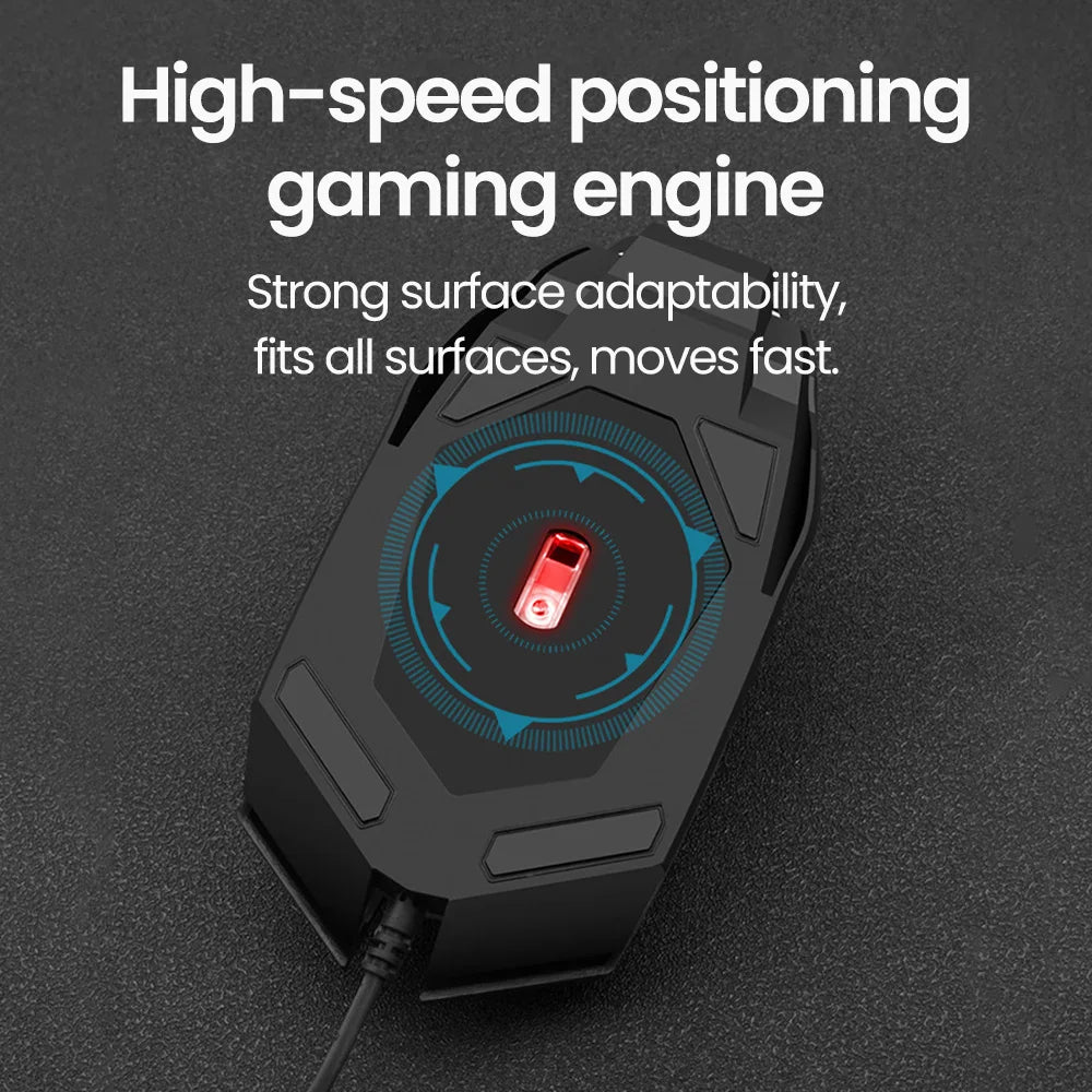 Ratón gaming USB con cable RGB retroiluminado, botón de silencio, LED luminoso y 1600DPI para PC de escritorio, portátil, ordenador, hogar y oficina