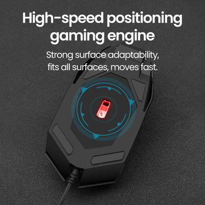 Ratón gaming USB con cable RGB retroiluminado, botón de silencio, LED luminoso y 1600DPI para PC de escritorio, portátil, ordenador, hogar y oficina