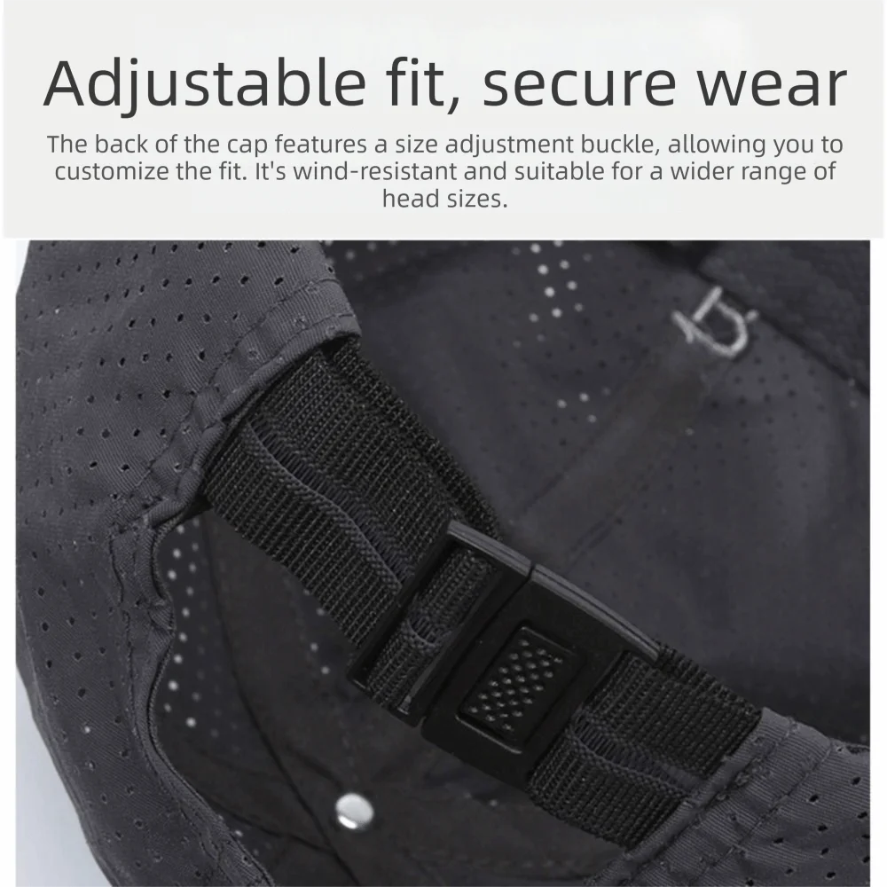 Breathable Perforated Quick-Drying Hat Sun Protection Adjustable Summer Sun Hat Letter R Embroidery Fishing Cycling Hat