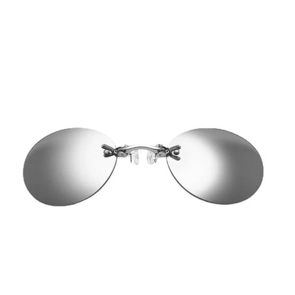 New Round Rimless Sunglasses Men Matrix Morpheus Men's Classic Clamp Nose Glasses  Mini Frameless Brand Design Glasses UV400