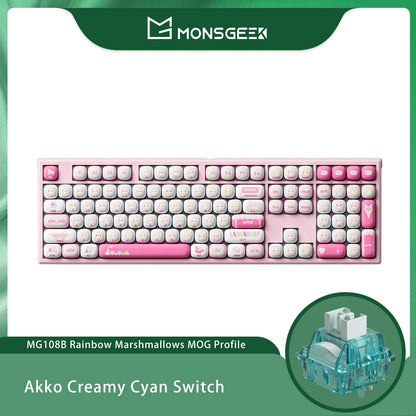 Akko MonsGeek MG108B Bun Wonderland kabellose mechanische Tastatur MOG-Profil RGB 108 Tasten Full Size Hot Swap USB / 2.4G / BT 5.0