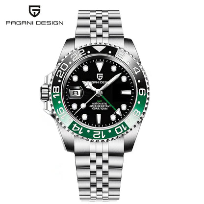 Relógio PAGANI DESIGN 40MM GMT para Homem, Luxo, Safira AR, Mecânico, Luneta em Cerâmica, Automático, 100M à Prova de Água, Relógio para Oferta