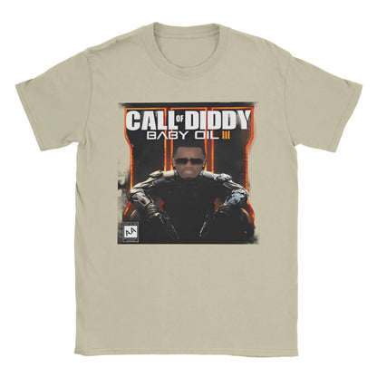 Men T-Shirt Call of Diddy Party Brainrot Sigma Humorous 100% Cotton Tees Short Sleeve  T Shirt O Neck Clothes Classic