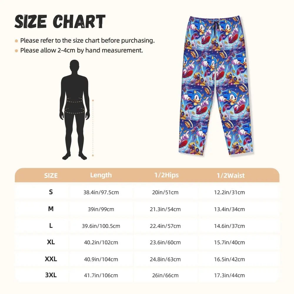Custom Printed Womens Soniced Pajama Pants Hedgehog Game Sleepwear Sleep Lounge Bottoms with Pockets