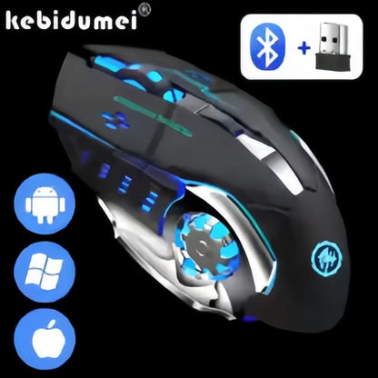 Wiederaufladbare kabellose Gaming-Maus – leise Bluetooth/USB-Verbindung, RGB-Hintergrundbeleuchtung, E-Sports für PC