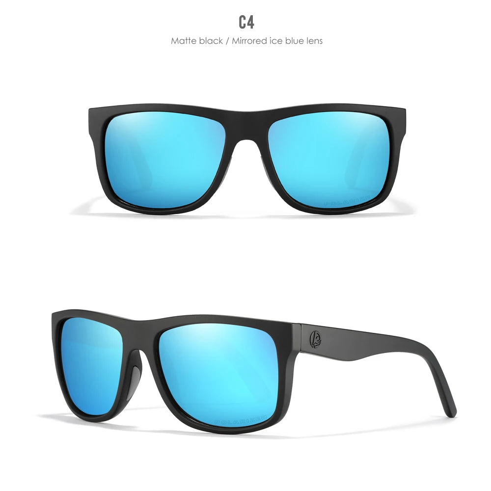 KDEAM Polarized Sunglasses Men Sports Tridimensional Brand Logo TR90 Square Sun Glasses All Black With Zipper Case KD0721