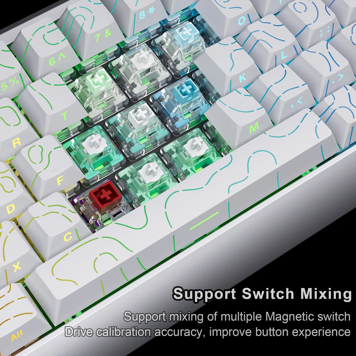 Teclado Magnético SKYLOONG GK61/GK68 HE com Caixa em Alumínio, 8000hz, RT0.01mm, Gatilho Rápido, Teclas PBT, Retroiluminação RGB, Teclado Gaming com Fio
