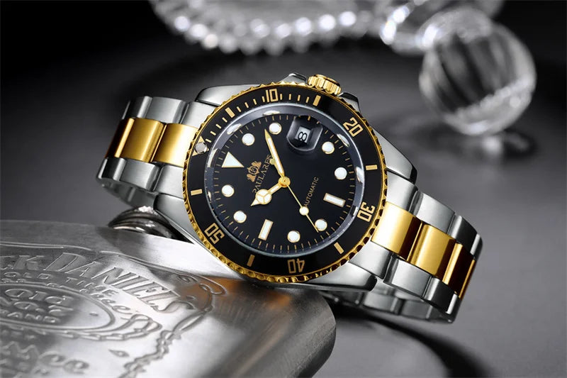 High Quality Automatic Mechanical Watch for Men Stainless Steel Red Dial Date Strong Luminous Luxury Men's Watch