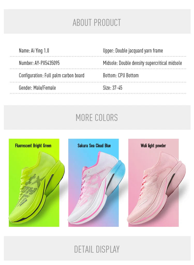 IRUNSVAN Carbon Plate Sports Shoes, Marathon Professional Running Shoes, Shock Absorbent Breathable Jogging Shoes, Unisex Model 095