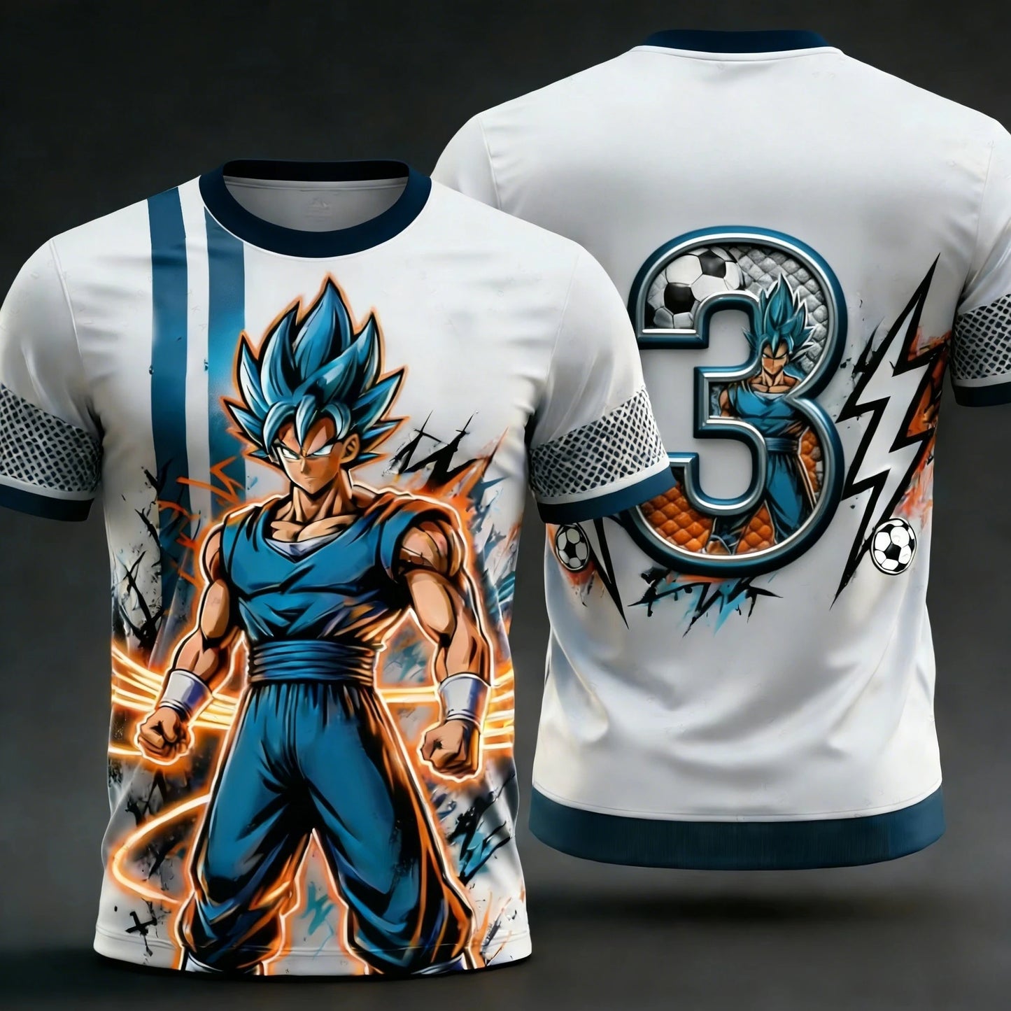 2026 Summer New Adult Men's Dragon Ball Goku 3D Printed Special Football Jersey Numbers 1 To 10 Kids Anime T-Shirt Unisex Y2k