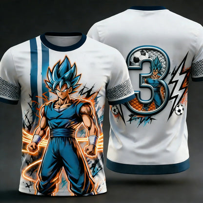 2026 Summer New Adult Men's Dragon Ball Goku 3D Printed Special Football Jersey Numbers 1 To 10 Kids Anime T-Shirt Unisex Y2k